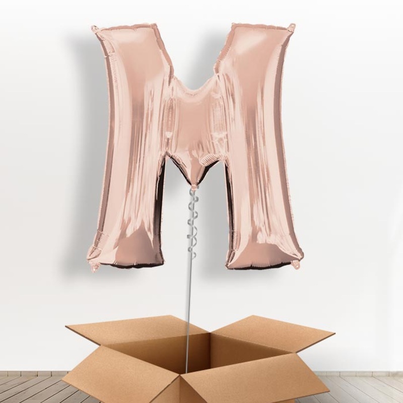 Personalised M Balloon in a Box - Rose Gold