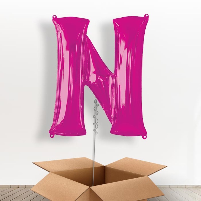 Personalised N Balloon in a Box - Pink