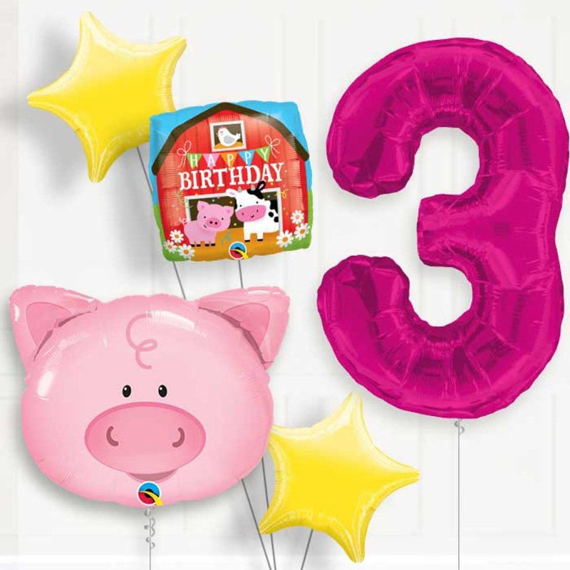 Pig Birthday Balloon Package Choose Your Number