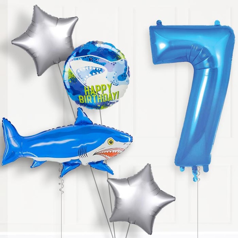 Shark Birthday Balloon Package Choose Your Number