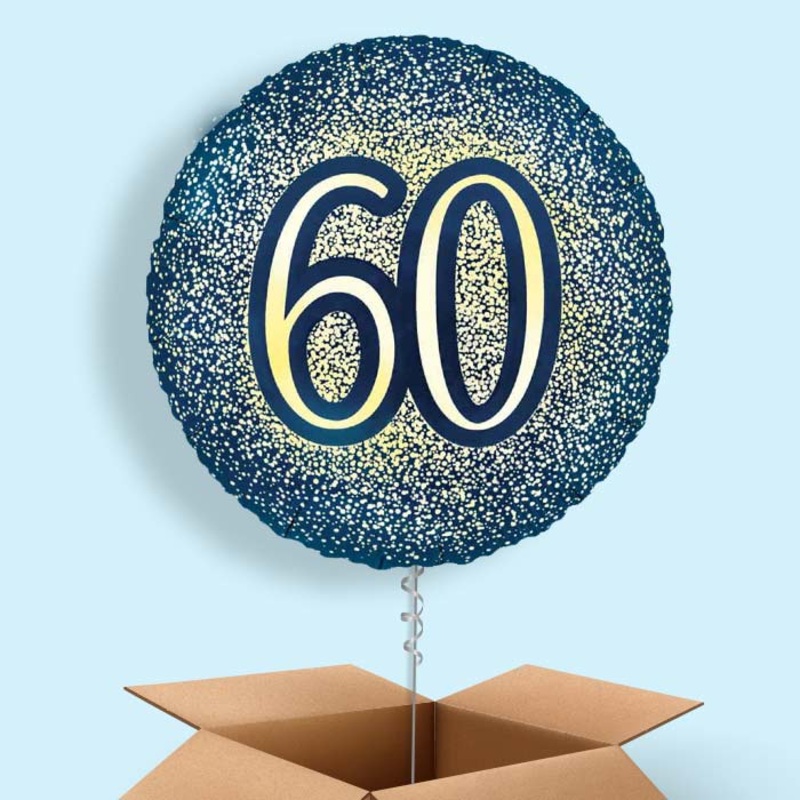 Navy and Gold 60th Birthday Foil Balloon in a Box