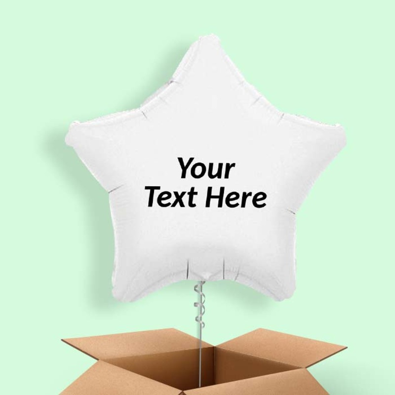 Personalisable White Star Foil Balloon in a Box