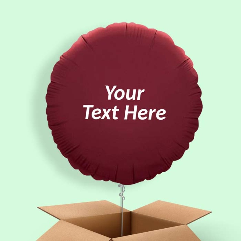 Personalised Balloons in a Box - Burgundy Circle