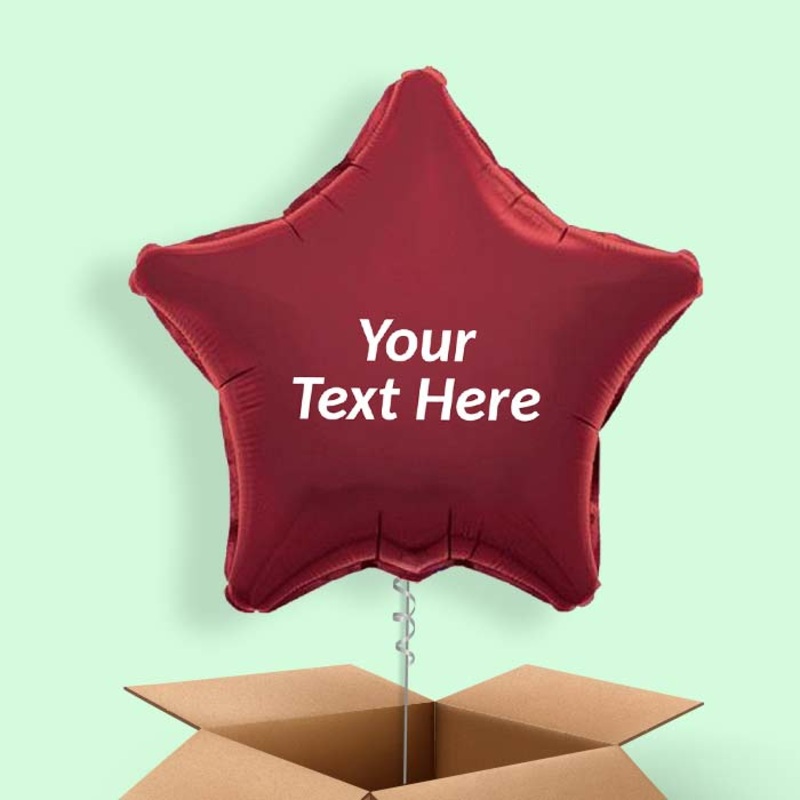 Personalised Balloons in a Box - Burgundy Star