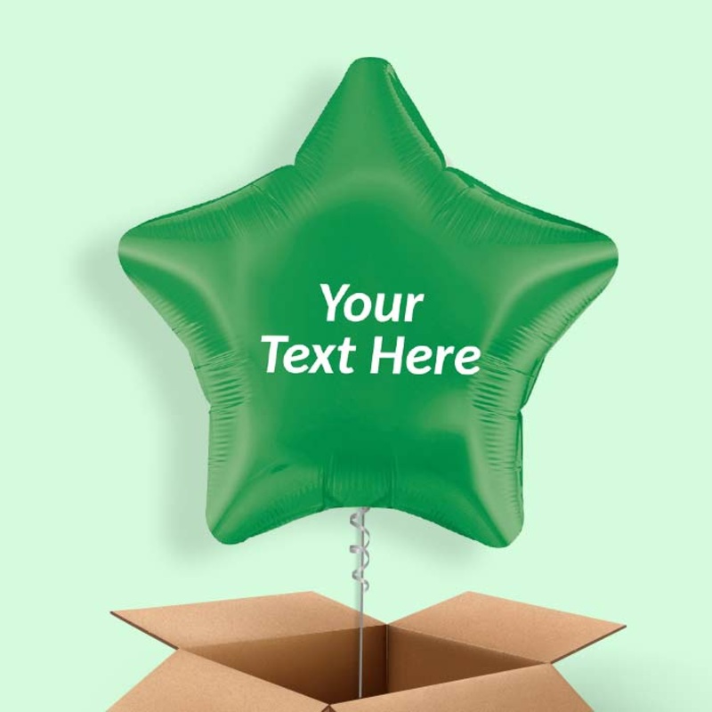 Personalised Dark Green Star Balloon in a Box