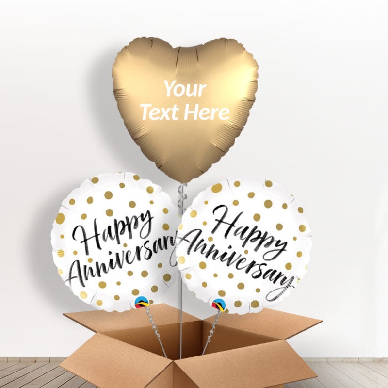 Personalised Foil Anniversary Balloons - Gold Dot