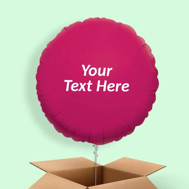 Personalised Foil Balloons in a Box - Hot Pink Circle