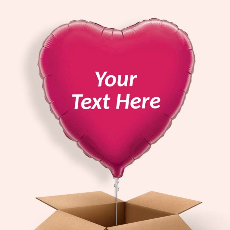 Personalised Heart Balloons in a Box - Hot Pink