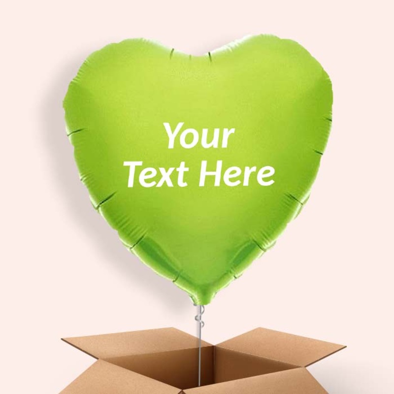 Personalised Lime Green Heart Balloon in a Box
