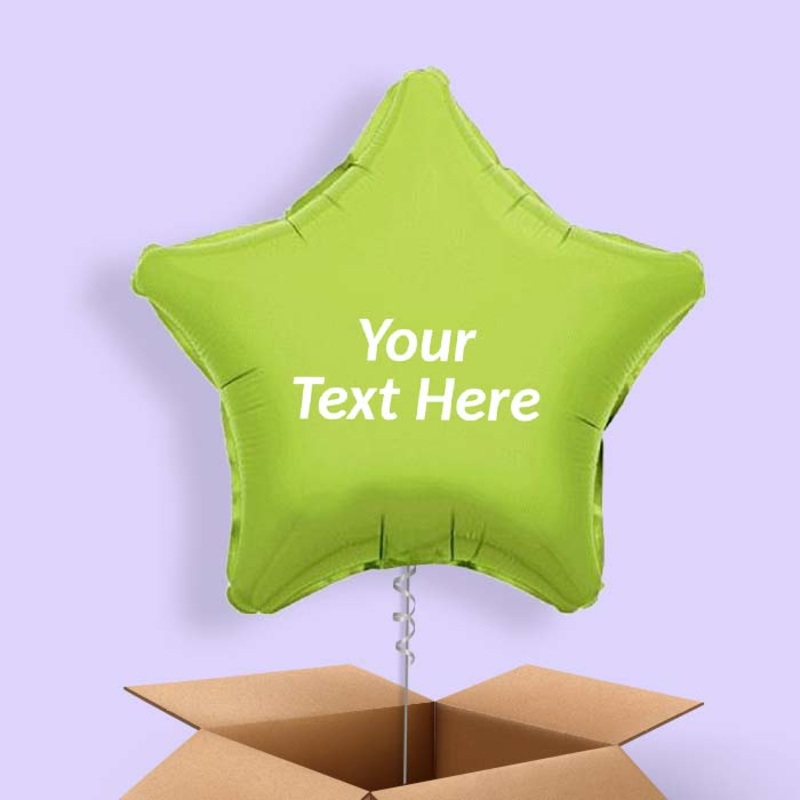 Personalised Lime Green Star Balloon in a Box