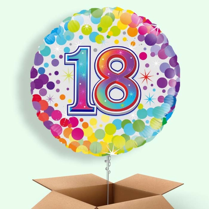 Rainbow 18th Birthday Balloon in a Box