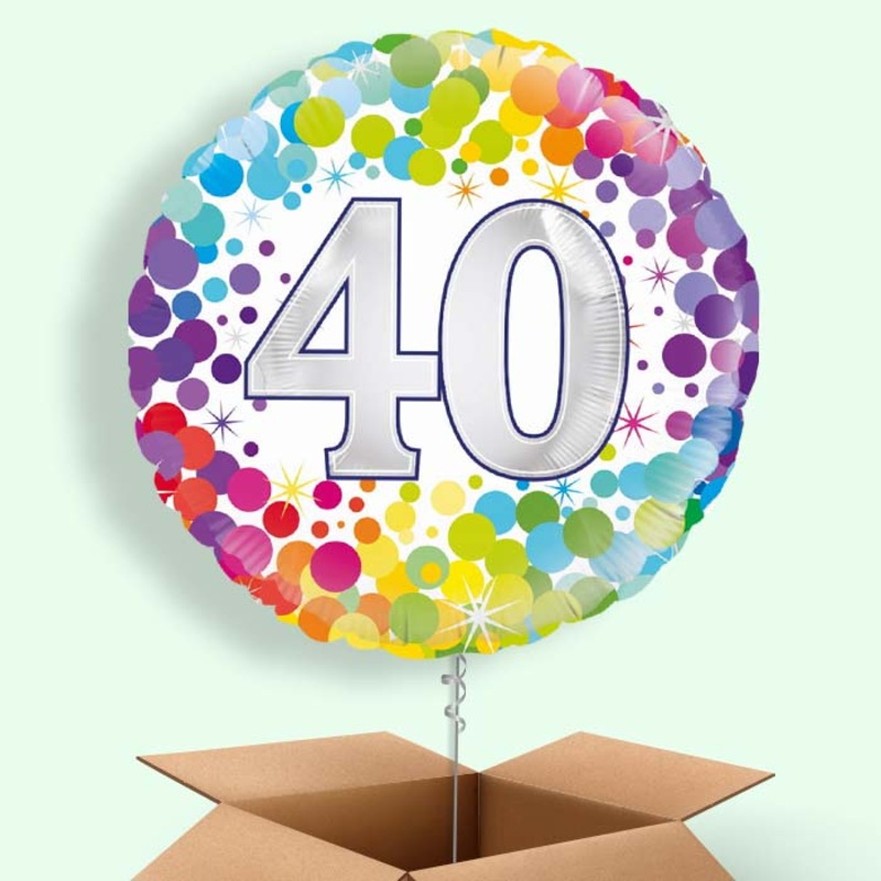 Rainbow 40th Birthday Balloon in a Box