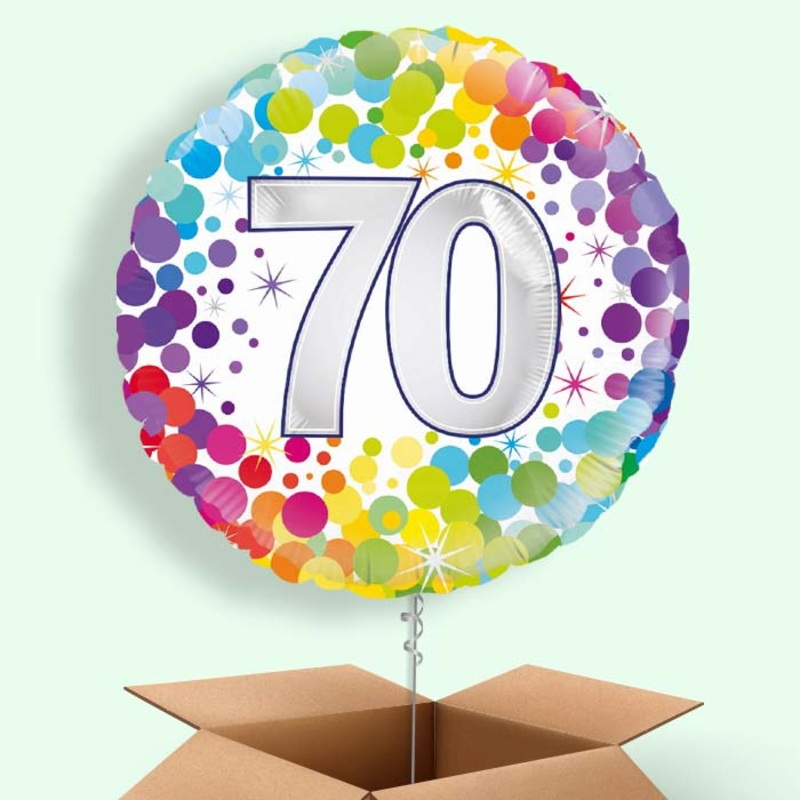 Rainbow 70th Birthday Balloon in a Box