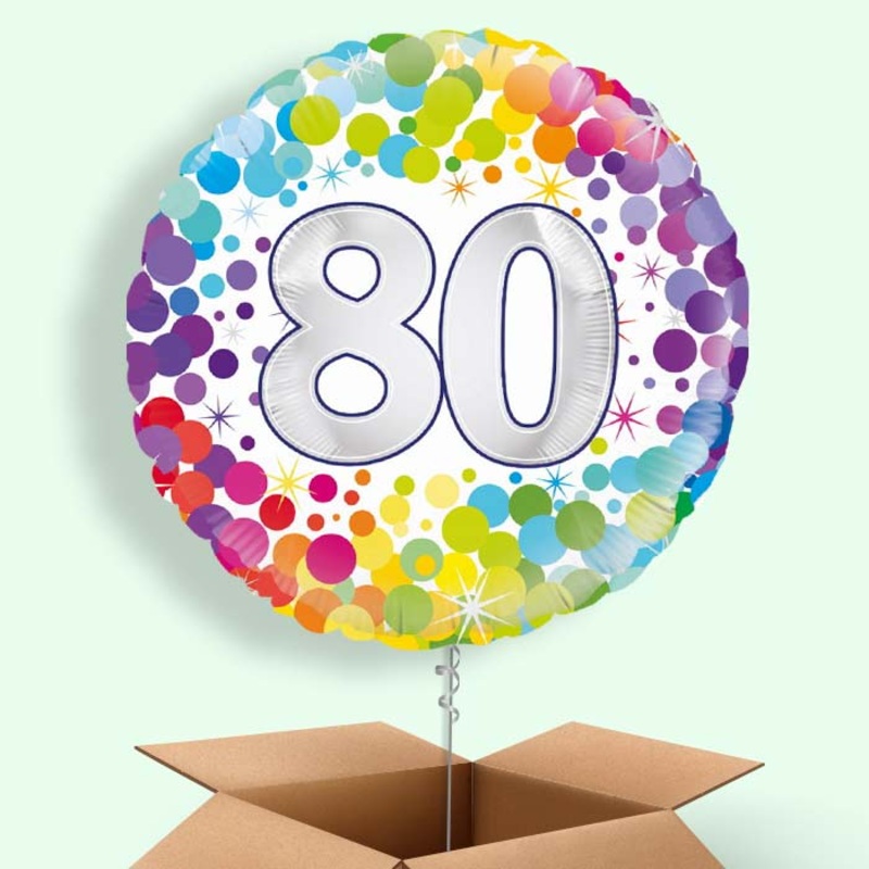 Rainbow 80th Birthday Balloon in a Box