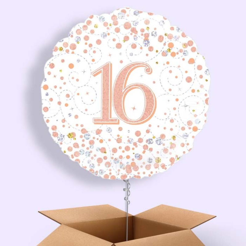 Rose Gold and White 16th Birthday Balloon in a Box