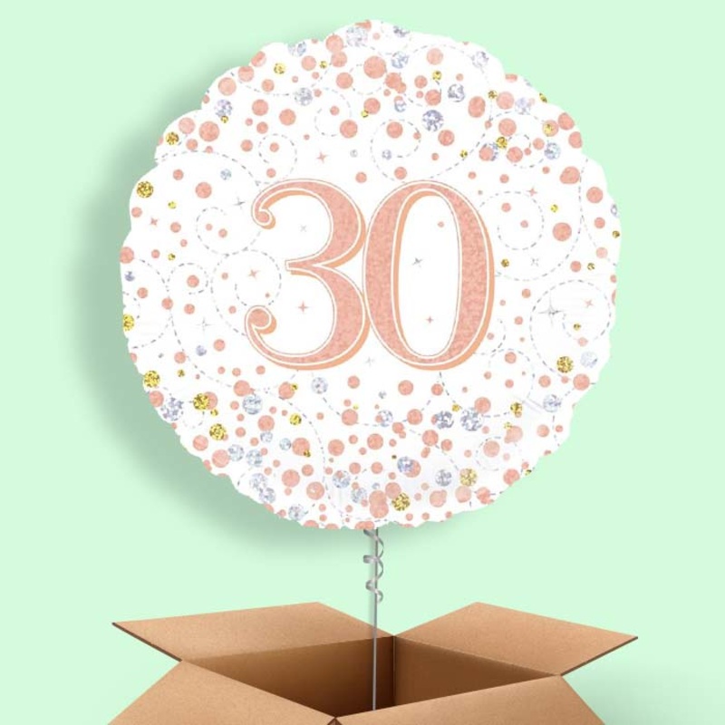 Rose Gold and White 30th Birthday  Balloon in a Box