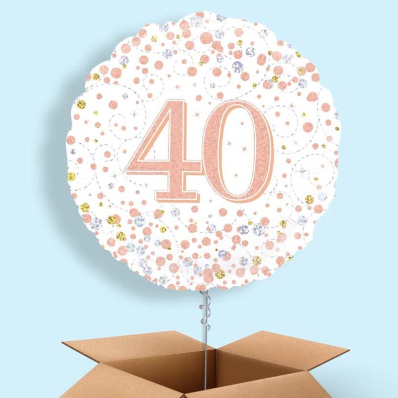 Rose Gold and White 40th Birthday  Balloon in a Box