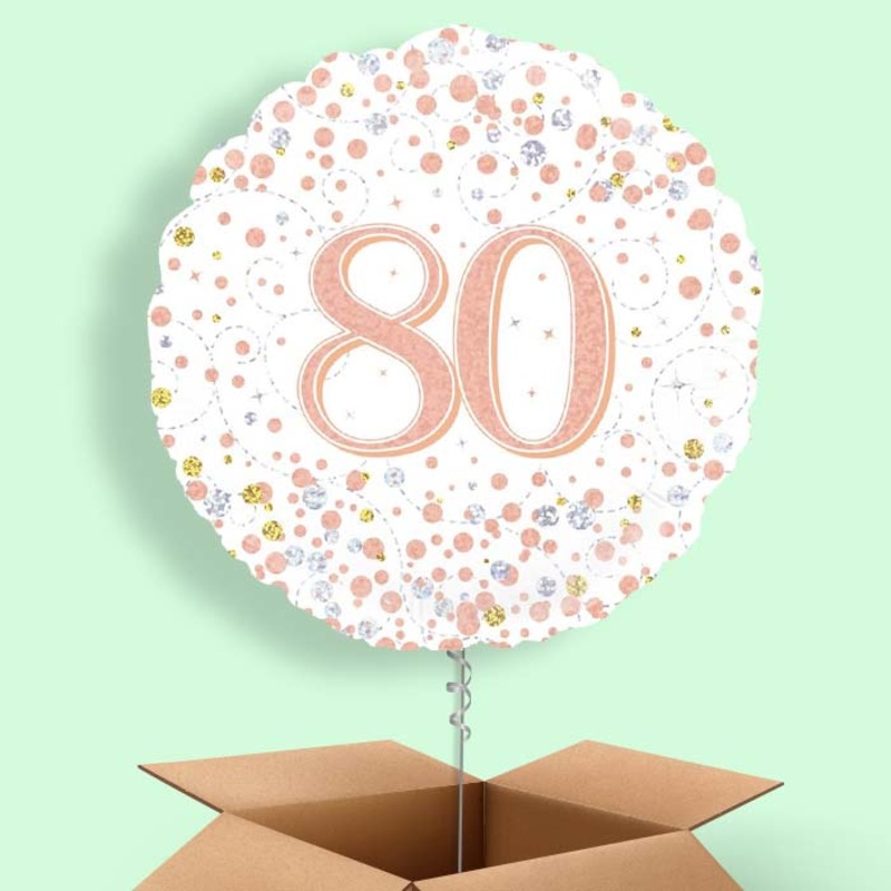 Rose Gold and White 80th Birthday  Balloon in a Box