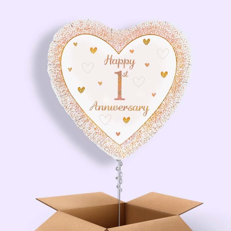 Rose Gold Happy 1st Anniversary Foil Balloon in a Box