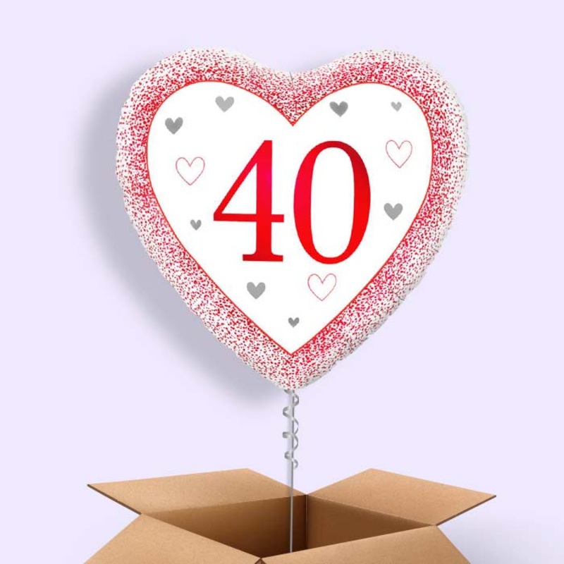 Ruby Happy 40th Anniversary Heart Foil Balloon in a Box