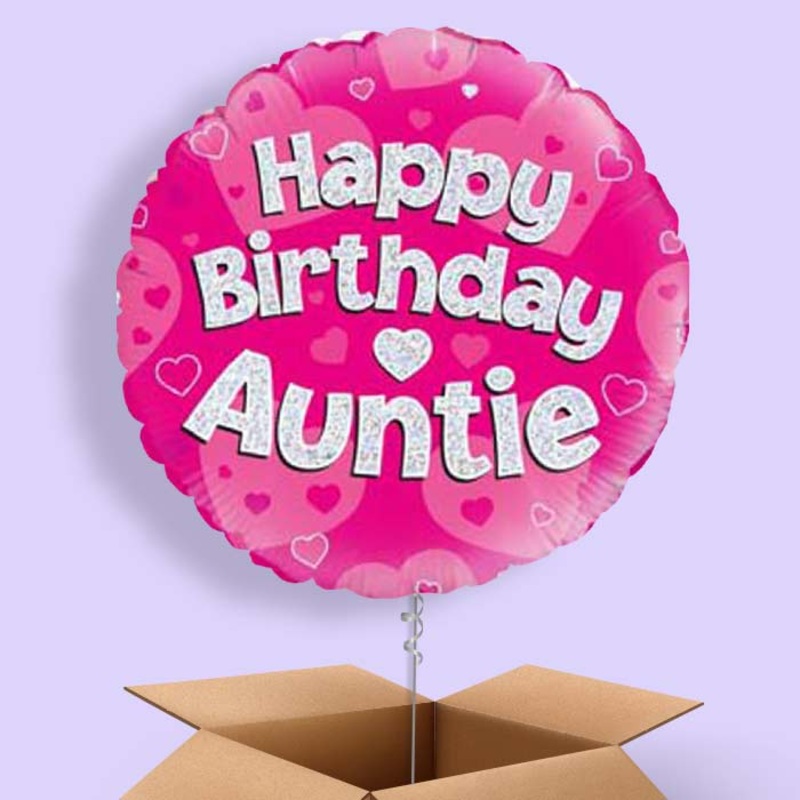 Pink Heart Happy Birthday Auntie Balloon in a Box