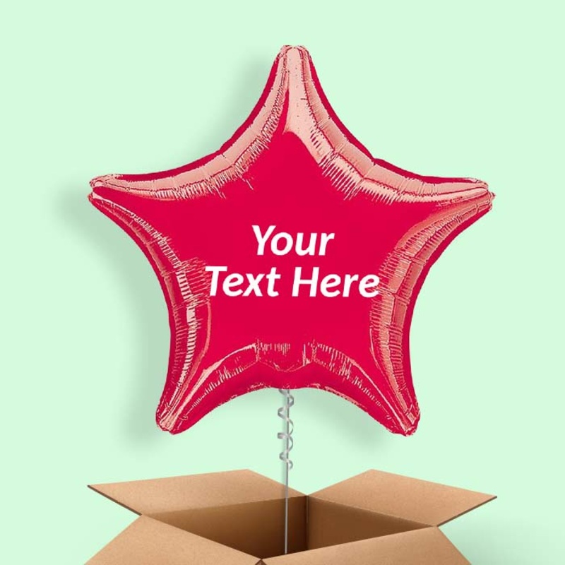 Red Metallic Star  Balloon in a Box