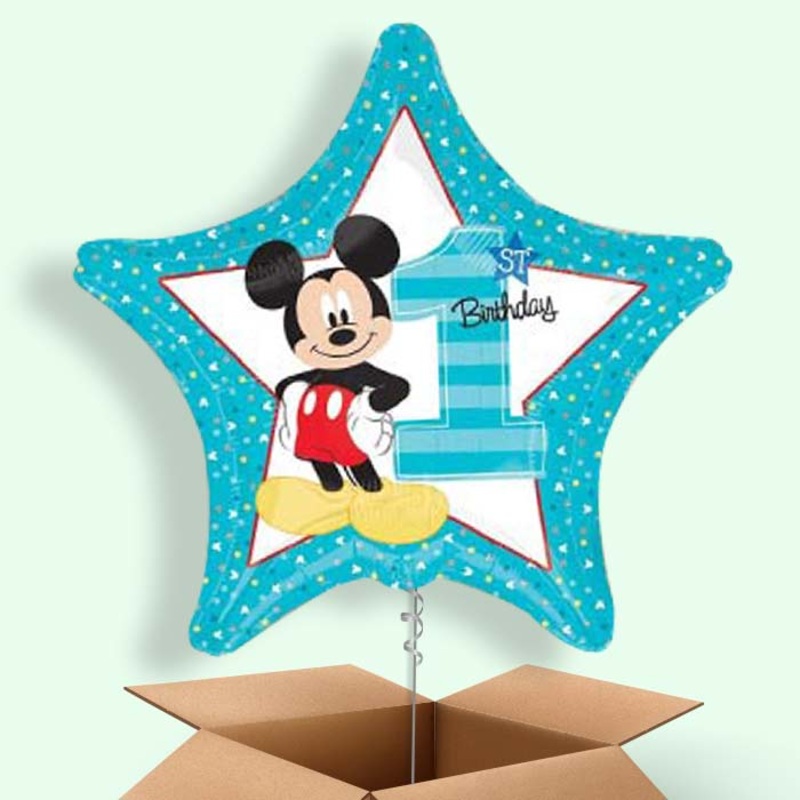 Mickey Mouse 1st Birthday Balloons in a Box