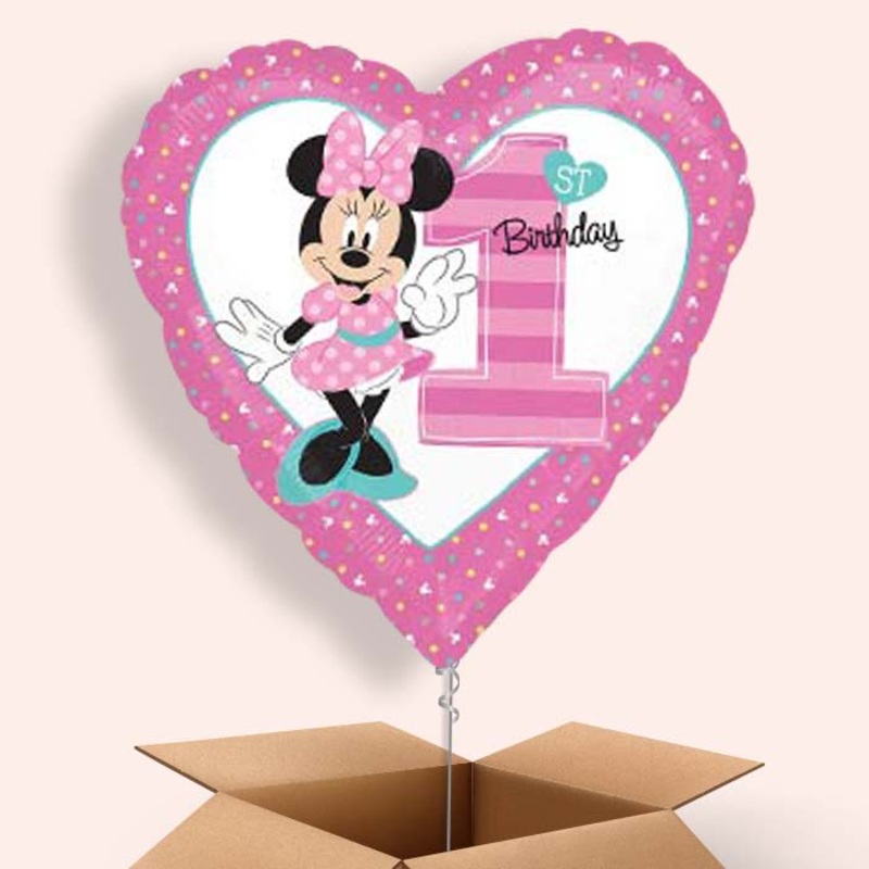 Minnie Mouse 1st Birthday Balloons in a Box