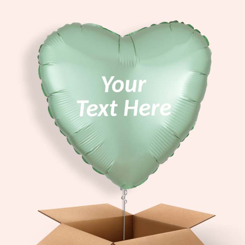 Mint Green Satin Heart Balloon in a Box