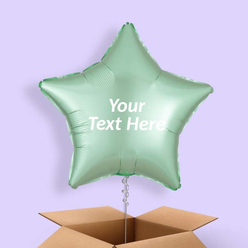Mint Green Satin Star Balloon in a Box