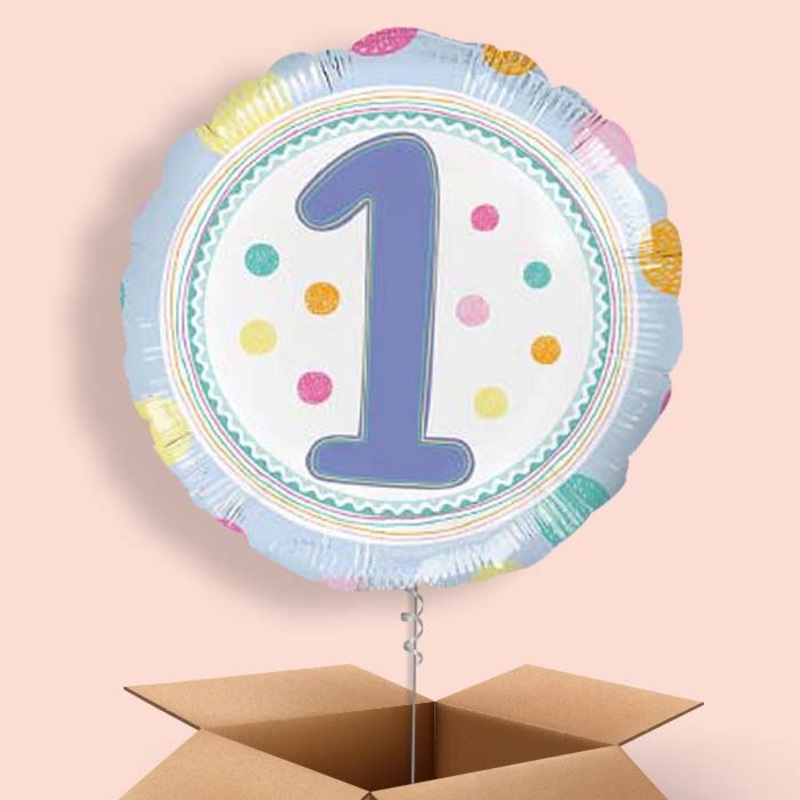 Pastel Dots 1st Birthday Helium Balloons Delivered