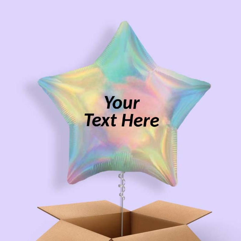 Pastel Rainbow Iridescent Star  Balloon in a Box