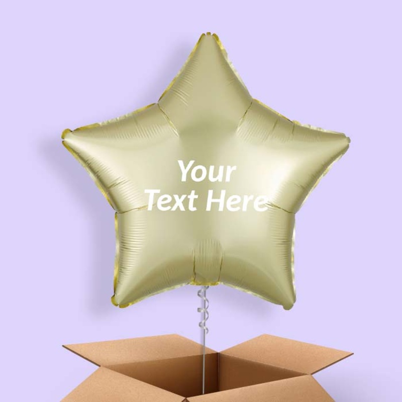 Pastel Yellow Satin Star Balloon in a Box