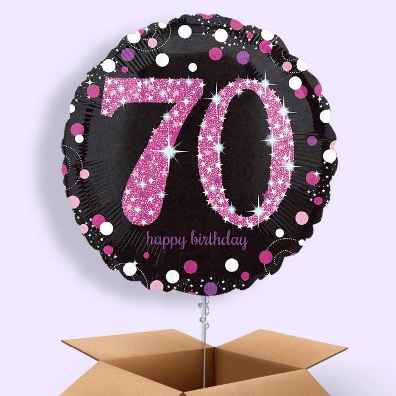 Pink Sparkle Happy 70th Birthday Balloon in a Box