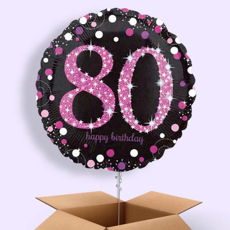 Pink Sparkle Happy 80th Birthday Balloon in a Box