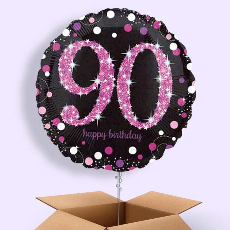 Pink Sparkle Happy 90th Birthday Balloon in a Box