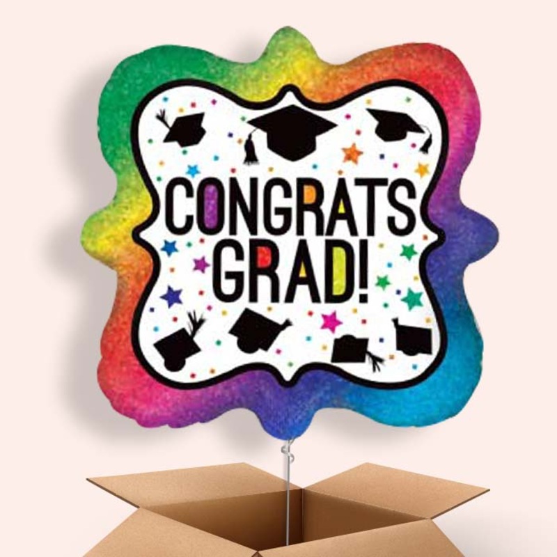 Rainbow Graduation Balloons Delivered in a Box