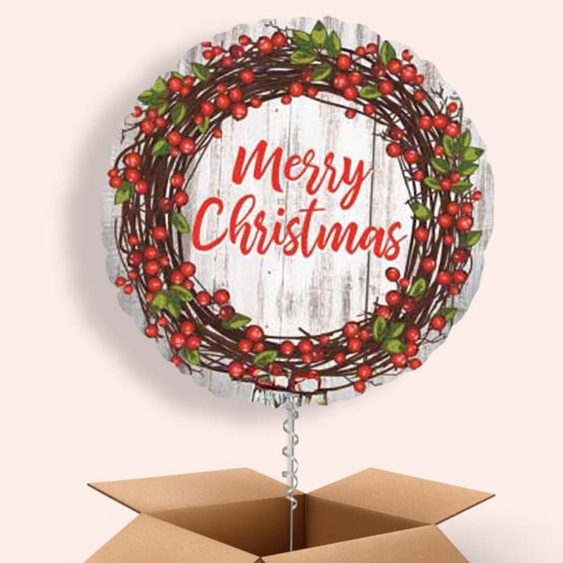 Rustic Merry Christmas Balloon in a Box