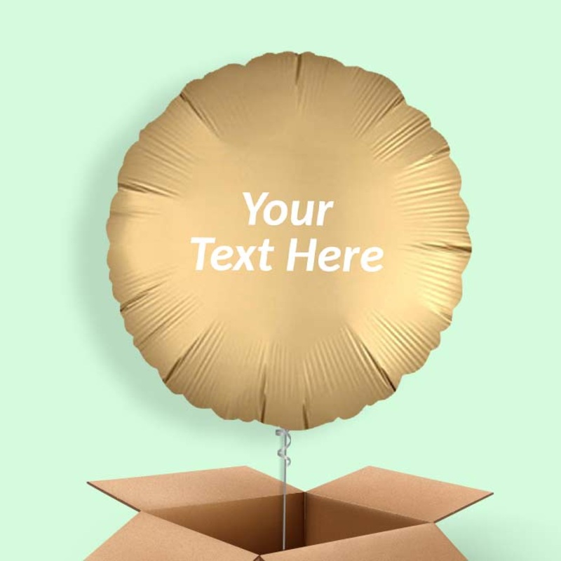 Satin Gold Circle Helium Balloons in a Box
