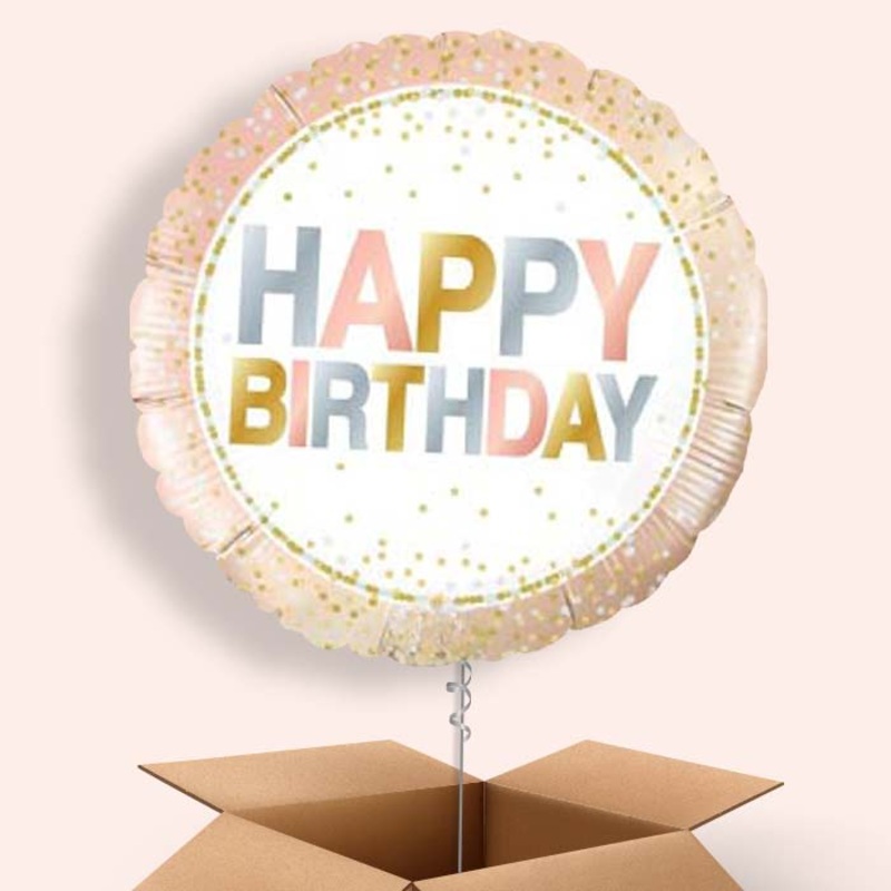 Metallic Pastel Dots Happy Birthday Balloon in a Box