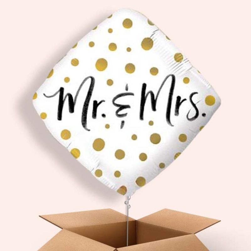 Mr and Mrs Balloons in a Box (Gold)