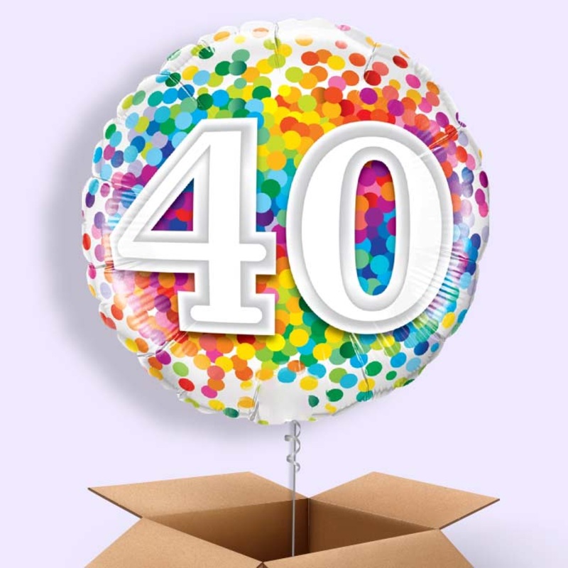Multicoloured 40th Birthday Balloon in a Box
