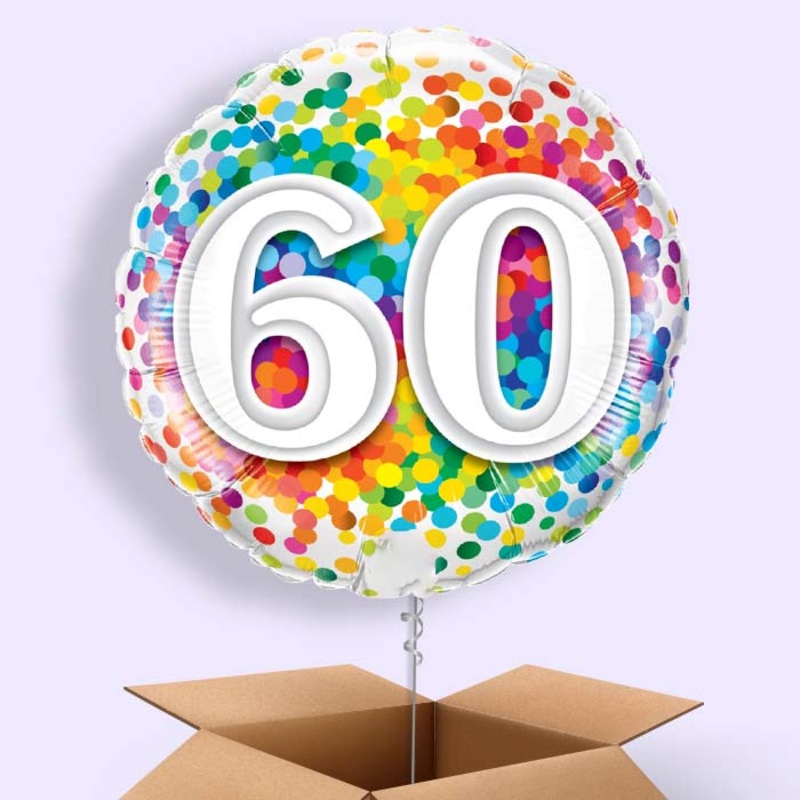 Multicoloured 60th Birthday Balloon in a Box