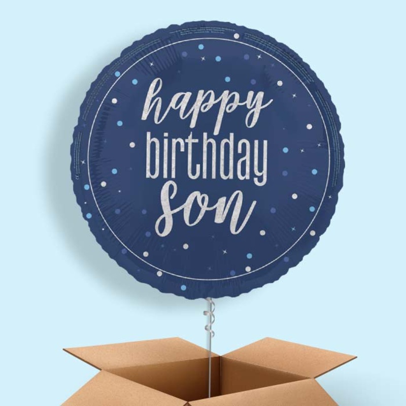 Navy Blue Happy Birthday Son Foil Balloon in a Box
