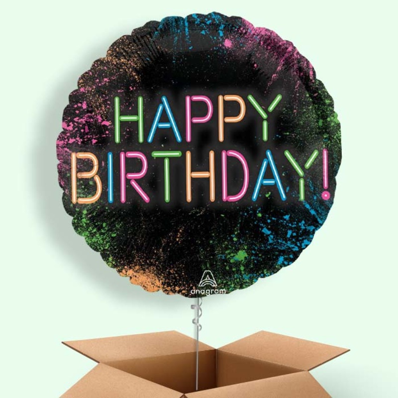 Neon Birthday Helium Balloon in a Box