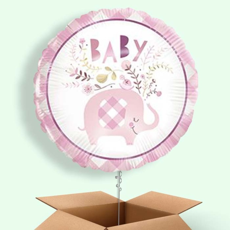 Pink Elephant Baby Shower Balloons in a Box