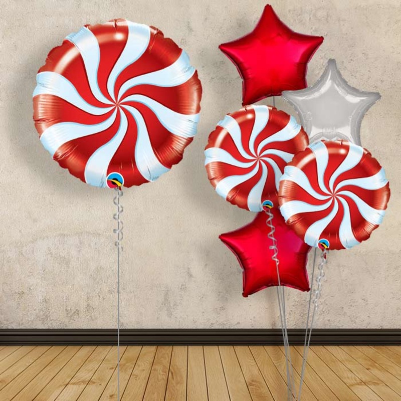 Red Candy Swirl Balloon in a Box