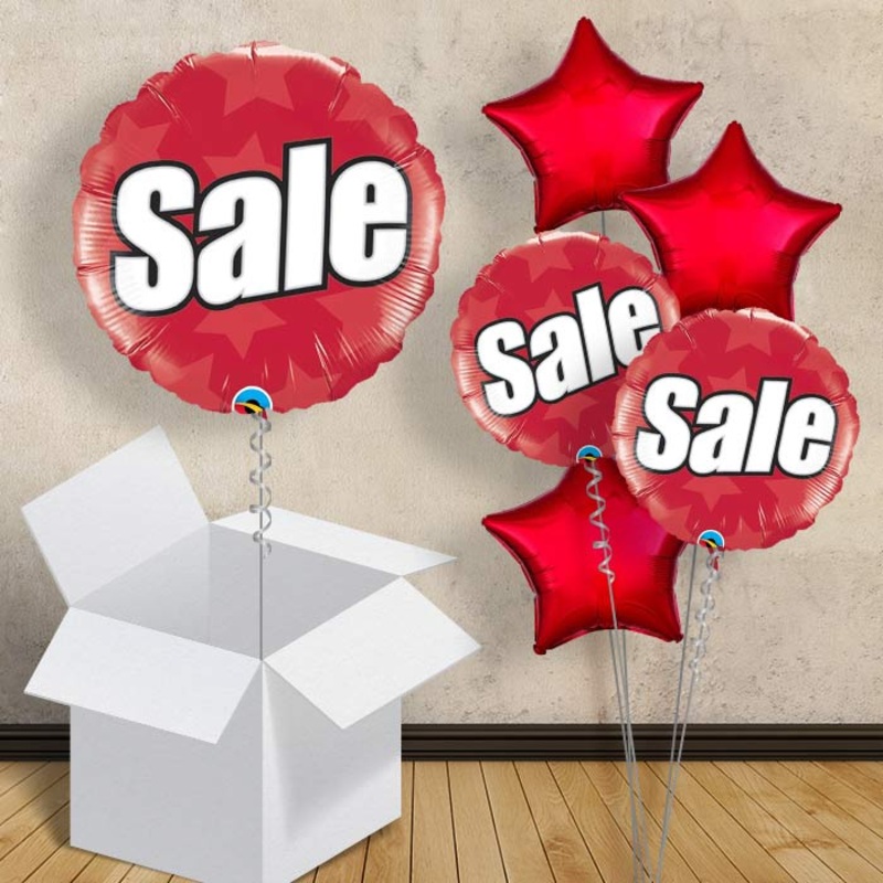 Red Sale Balloons in a Box