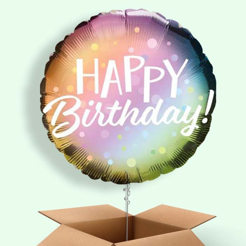Metallic Pastel Happy Birthday  Balloon in a Box