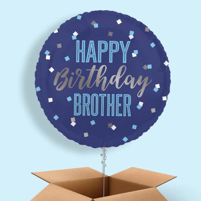 Navy Blue Happy Birthday Brother Foil Balloon in a Box
